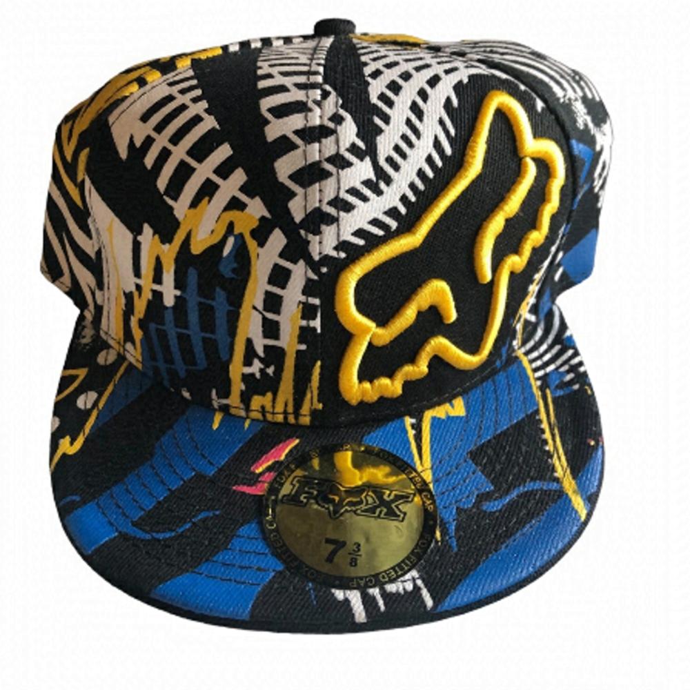 FOX men’s fitted hat cap size 7 3/8 multi coloured 100% cotton